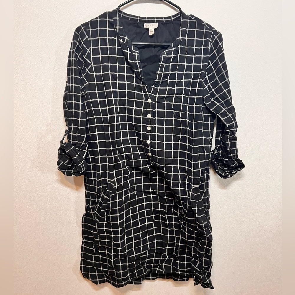 Sofft Black and White Long Sleeve Dress